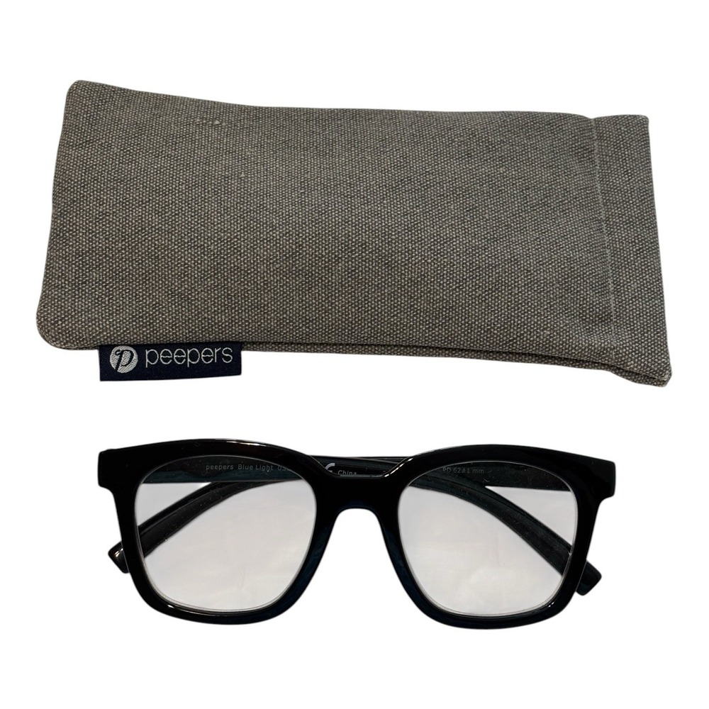 Peepers To The Max Blue Light Readers +1.75 Black Square Oversized Eyeglasses